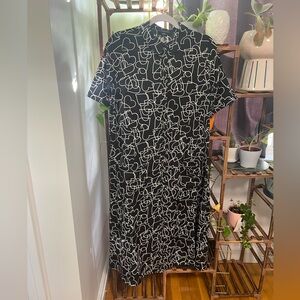 ASOS Black and White Abstract Midi Dress